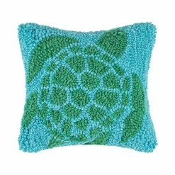 C&F Home Green Turtle Hooked Throw Pillow