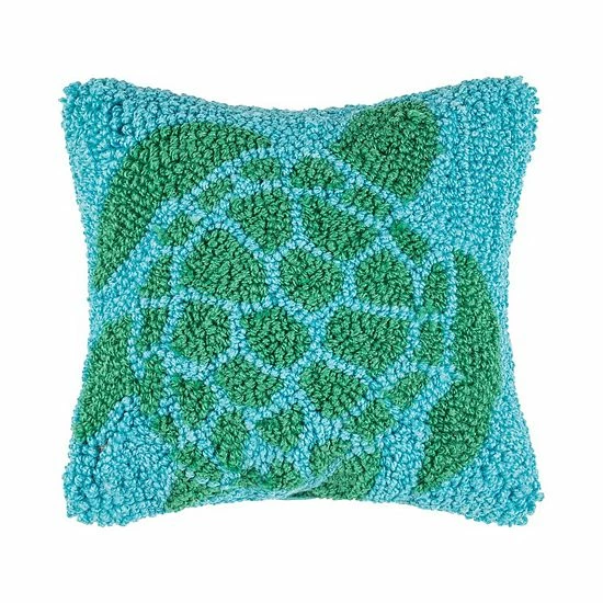 C&F Home Green Turtle Hooked Throw Pillow