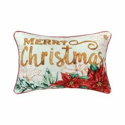 C&F Home Merry Christmas Poinsettias Throw Pillow