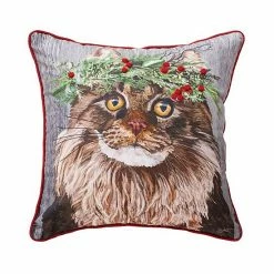 C&F Home Cat Flower Crown Christmas Throw Pillow