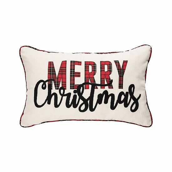 C&F Home Merry Christmas Plaid Throw Pillow