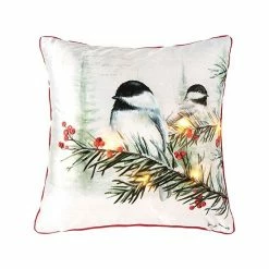 C&F Home Holiday Chickadee LED Christmas Throw Pillow