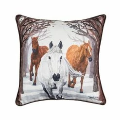 C&F Home Horses Descending Winter Throw Pillow