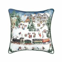 C&F Home Village Train Christmas Throw Pillow