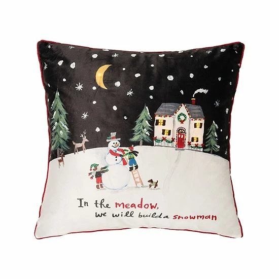 C&F Home Build A Snowman LED Christmas Throw Pillow
