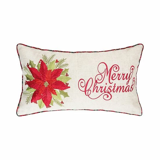 C&F Home Merry Christmas Poinsettia Throw Pillow