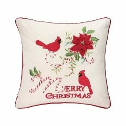 C&F Home Cardinal Cane Merry Christmas Throw Pillow