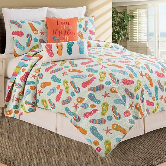C&F Home Beach Flip Flops Quilt Set With Shams